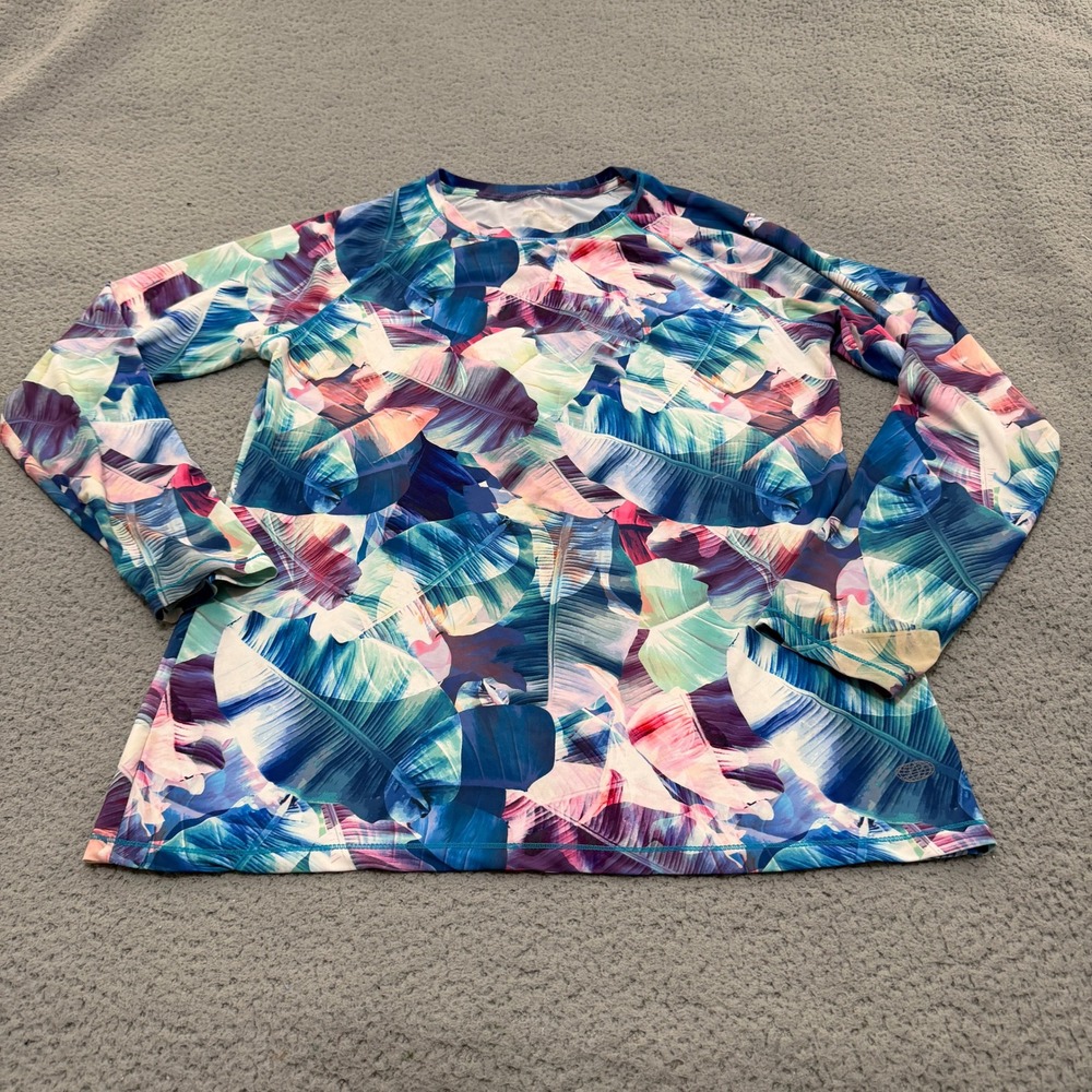 Reel Legends Sun Shirt Womens Large Tropical Leaf Performance Long Slv Fishing